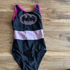 Black and Pink Bat Logo LEOTARD